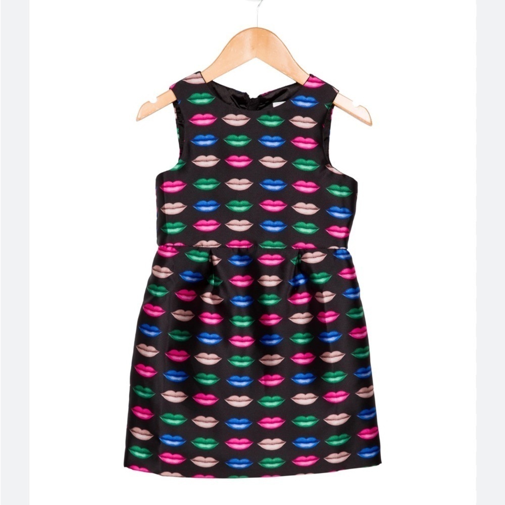 Milly Minis Multi-Color Kiss Lips Print Formal Girls Mini Satin Dress Size 10